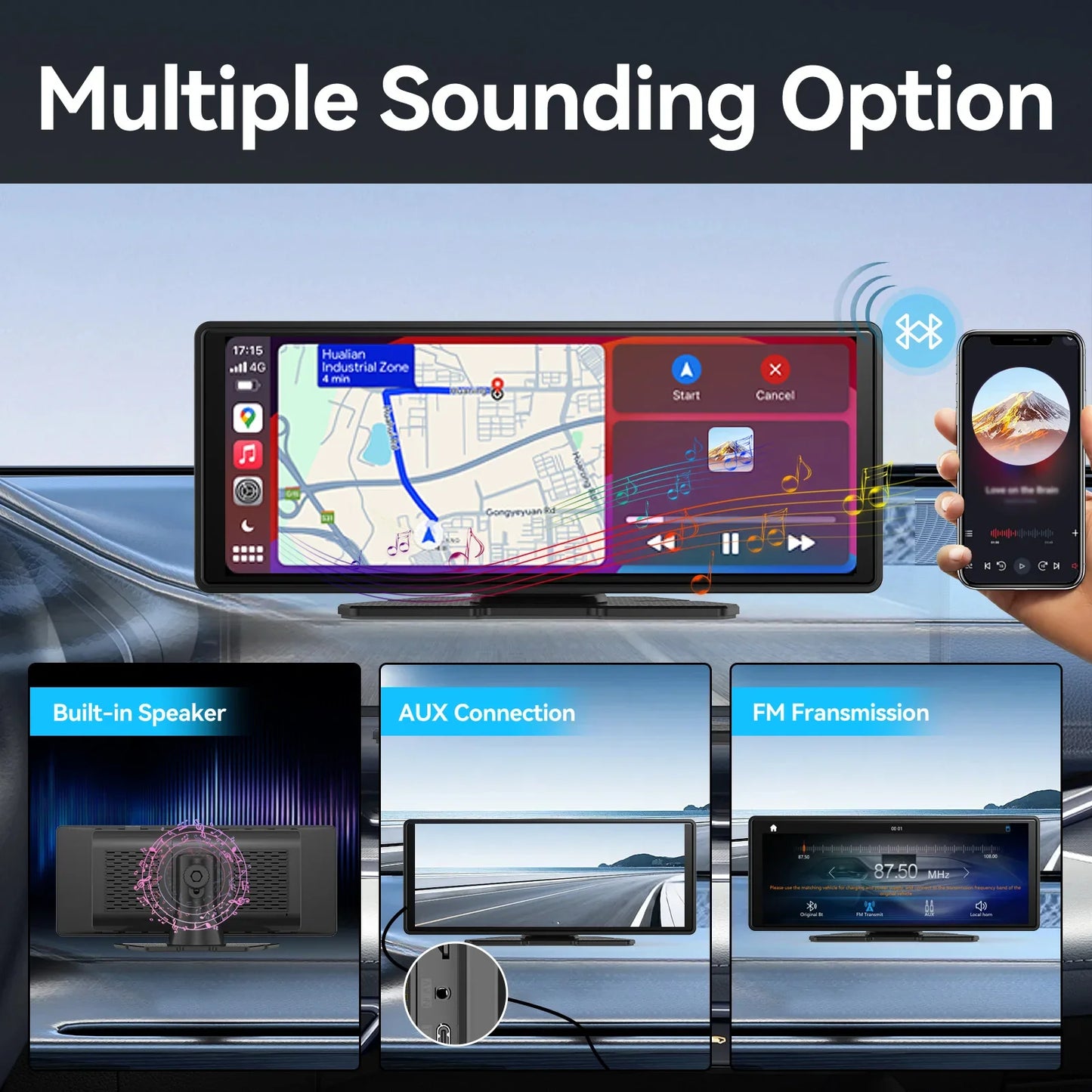 Uniwersalny ekran z Wireless Carplay do samochodu z dotykowym ekranem
