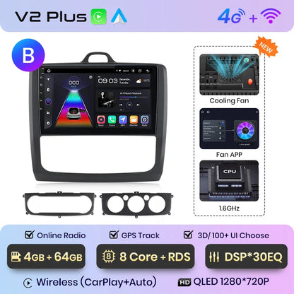 Junsun CarPlay Android Auto do Ford Focus 2 3 Mk2 Mk3 2004-2011